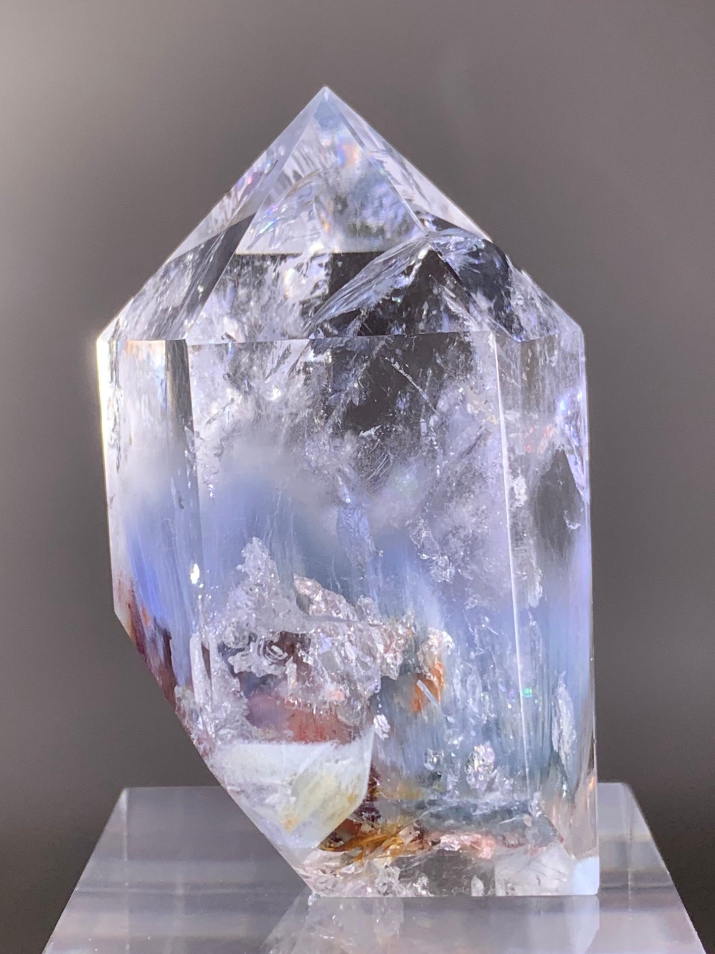 Rare Large Brazilian Blue Amphibole with Manifestations Tower – Polished Collector’s Piece