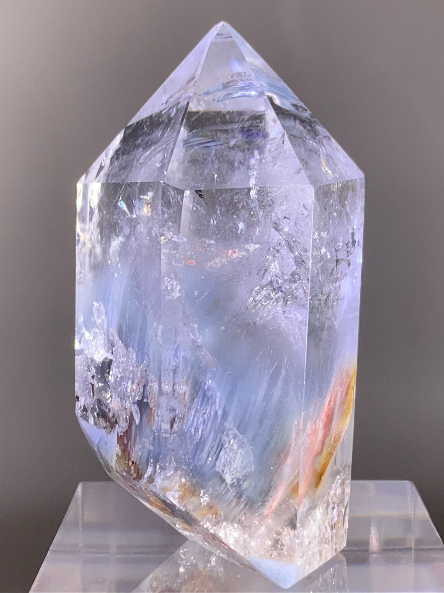 Rare Large Brazilian Blue Amphibole with Manifestations Tower – Polished Collector’s Piece