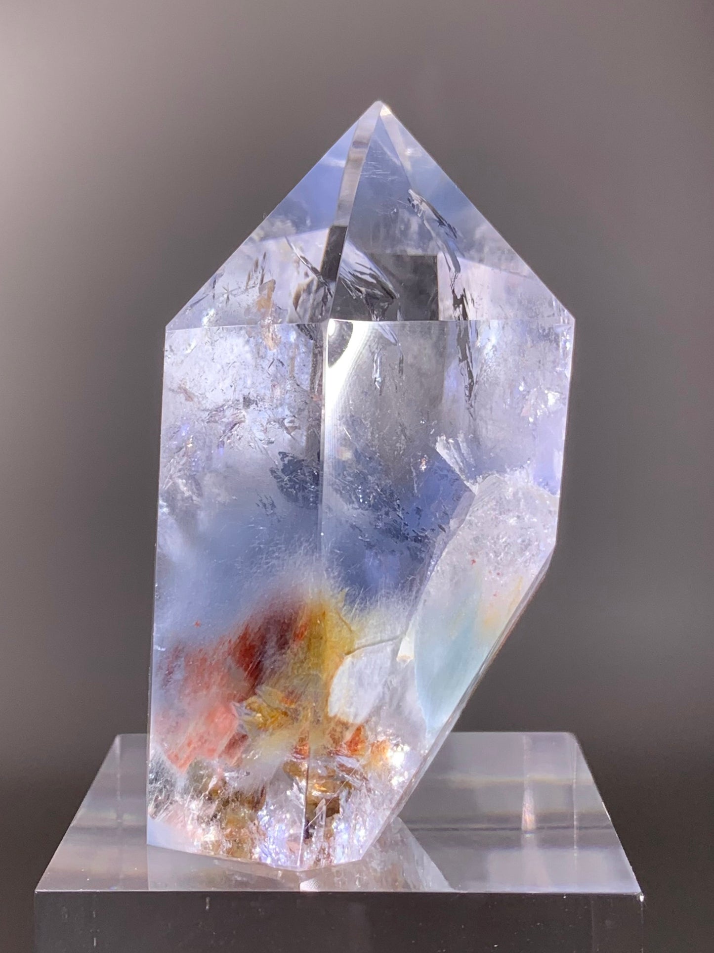 Rare Large Brazilian Blue Amphibole with Manifestations Tower – Polished Collector’s Piece